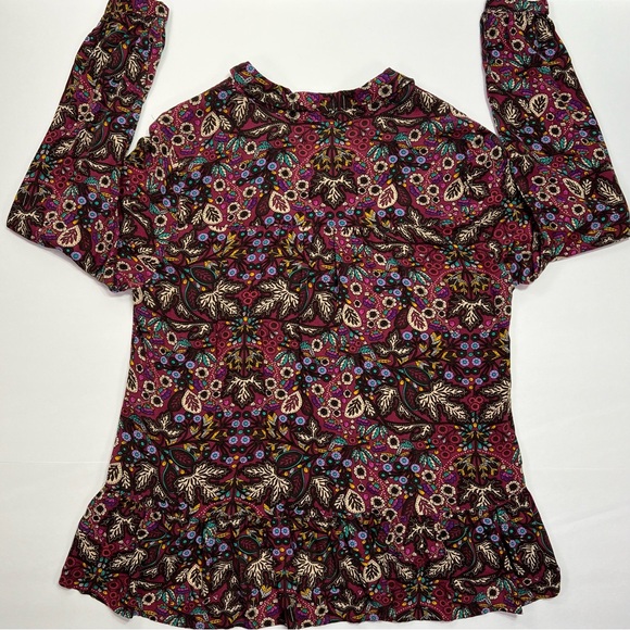 Anthropologie Maeve Janie Flounced Peasant Blouse - purple paisley/floral, L - Picture 3 of 12
